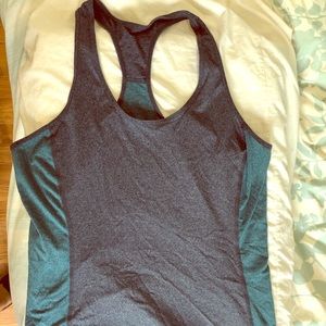 Marine layer Rise racerback tank in teal/gray